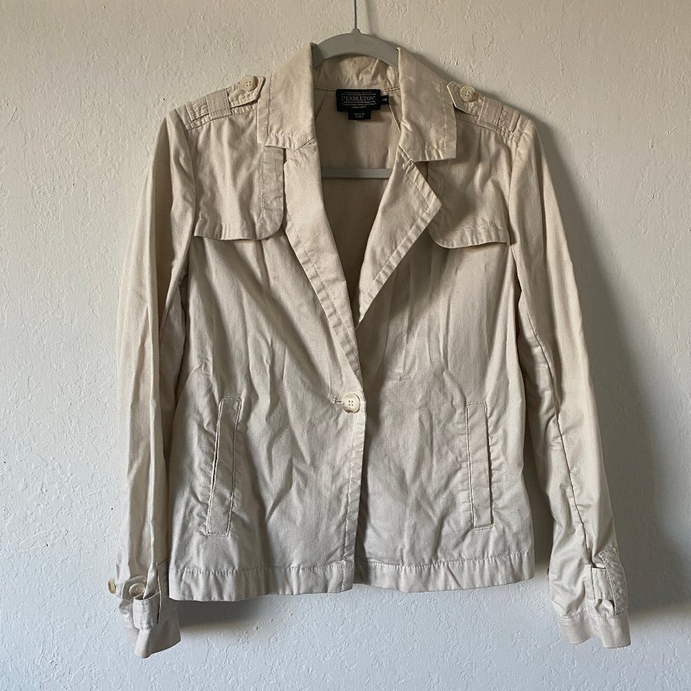 Pendleton Womens Jacket Sloane Twill Size XS Button Pocket Sand Casual Outerwear